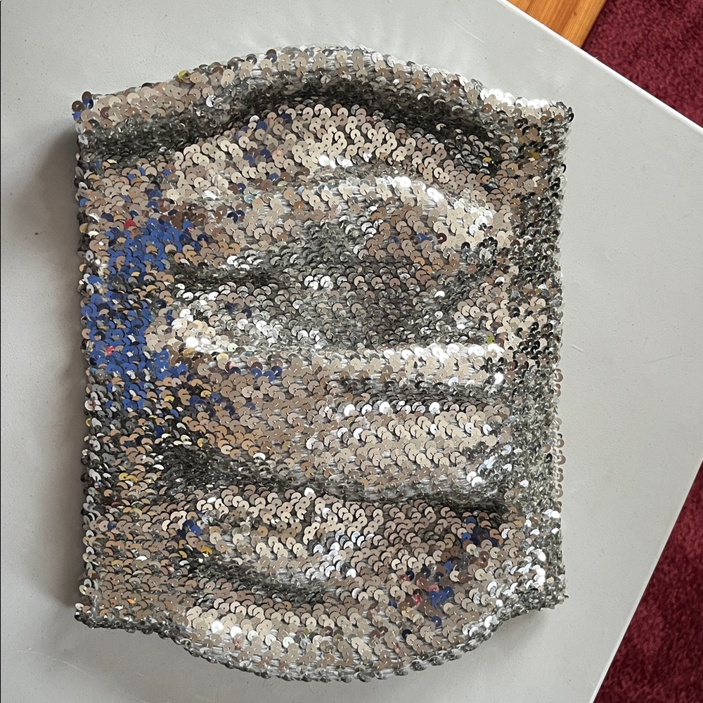 Vintage Silver Sequined Tube Top
